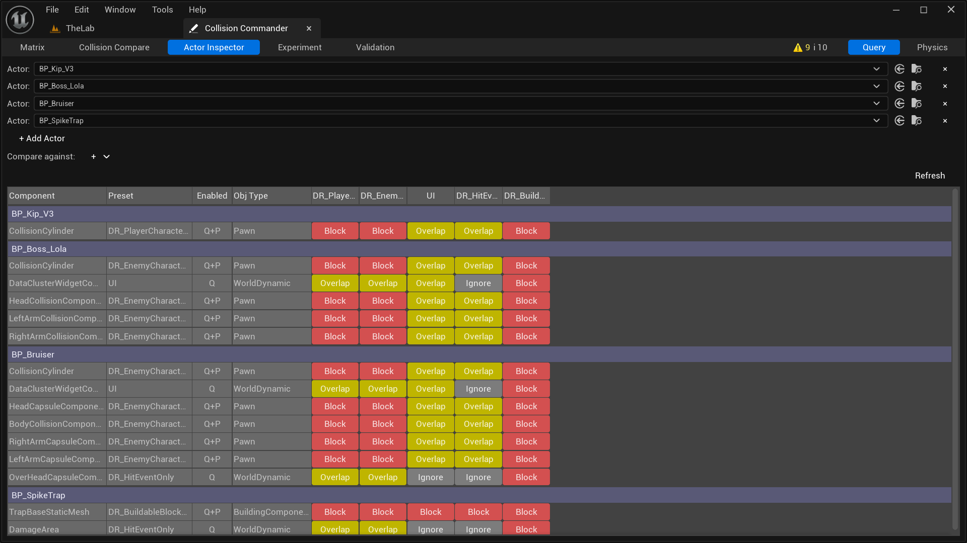 Actor Inspector panel in Unreal Editor